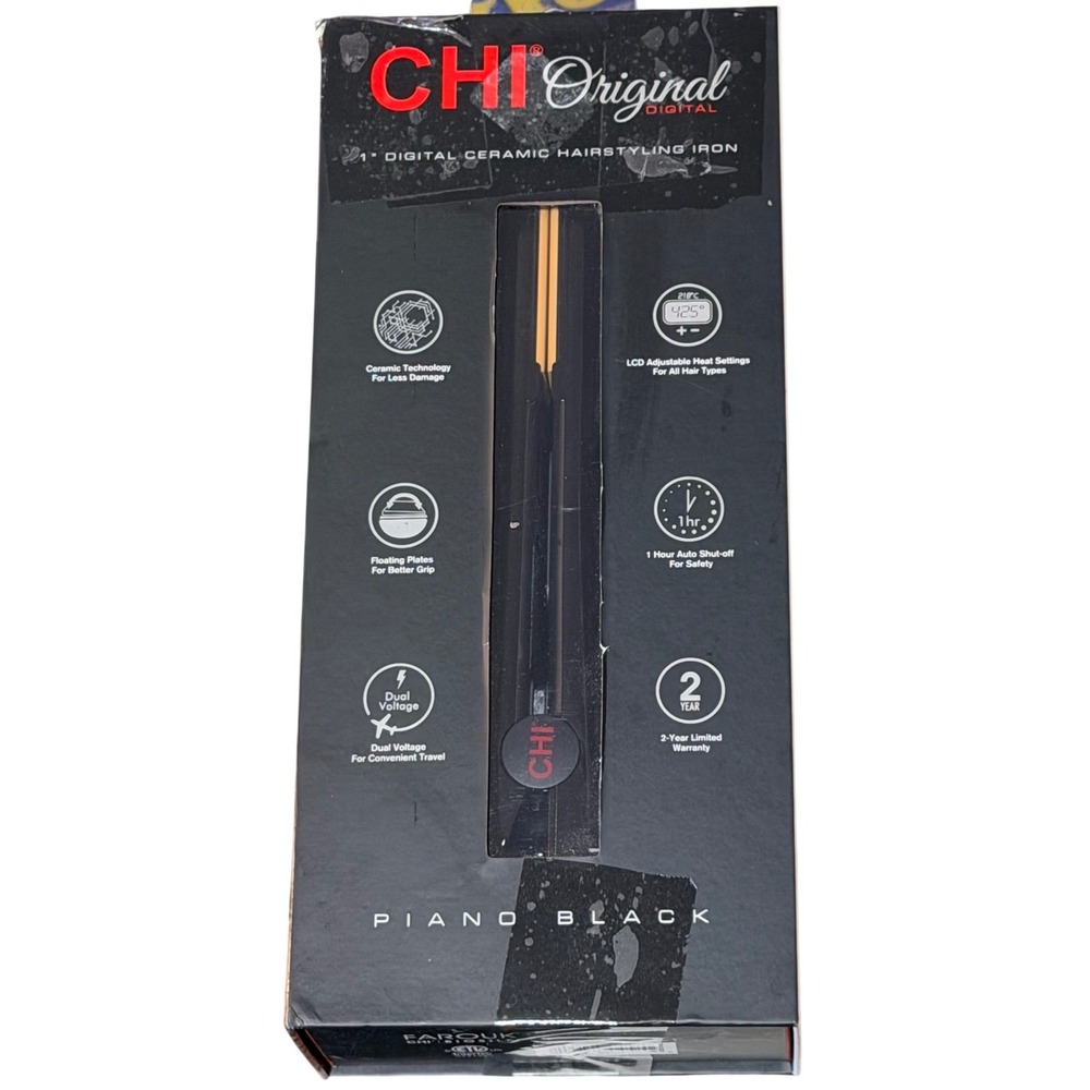 CHI Original Digital Hair Straightener 1" Ceramic Iron Piano Black Dual Voltage